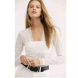 NWT Free People Babes in Bandeau Bodysuit White Small S Womens